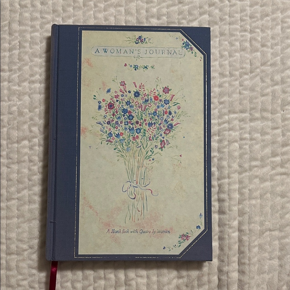 Vintage Elegant Blue and Cream Journal with Flower Bouquet